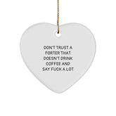 Funny Porter Gifts from Friends, Unique Heart Ornament for Porter, Christmas Unique Gifts for Him - Image 1